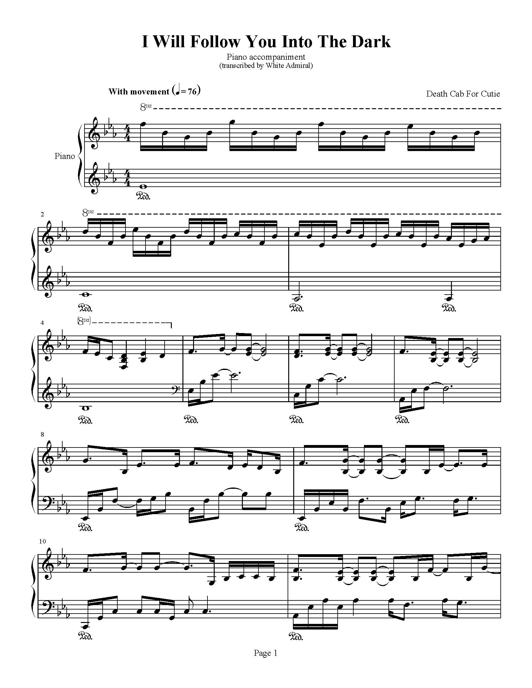 I Will Follow You Into The Dark Piano Cover I Will Follow You Into The Dark - Death Cab For Cutie (Piano
